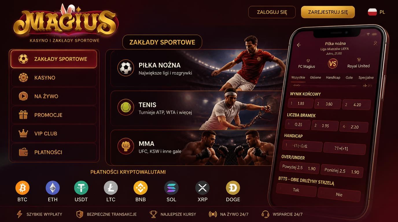 Interfejs sportowego zakładu z różnorodnymi rynkami.